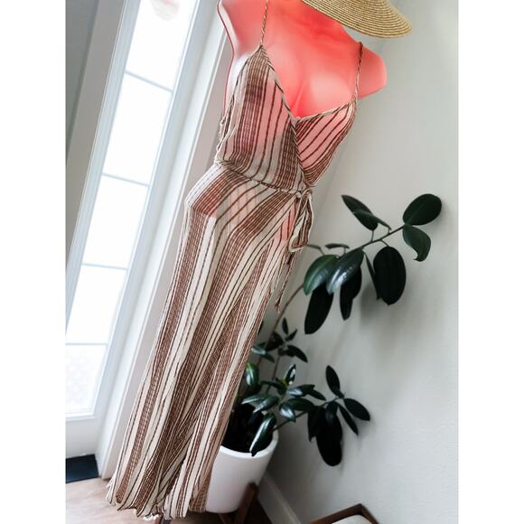 Heart Held in the Breeze textured gauzy wrap maxi coverup dress L - Picture 8 of 8